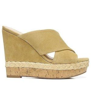 $360 VERONICA BEARD Loro Platform Wedge Sandal SUEDE CORK BEIGE 12 (DA20)